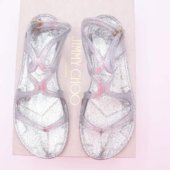 Jimmy Choo Lance Metallic Glitter Jelly Sandals - Picture 3 of 8
